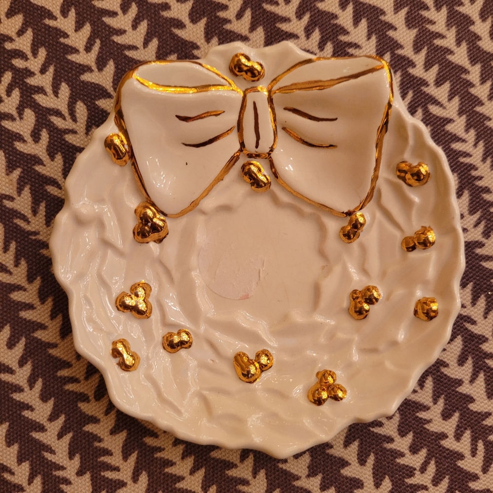 Duo of Vintage Wreath Trinket Dishes ~ 1960s Hobbyist ~ Candle Holder Trinkets - Picture 4 of 16